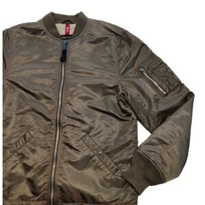 Alpha Industries Mens MA-1 Faux Sherpa-Lined Flight Jacket Size S Brown Military